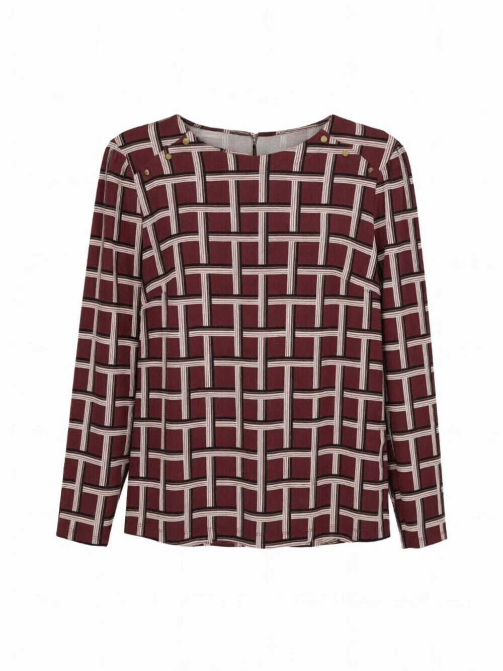 Liz Claiborne Women's Geometric Blouse Women M Burgundy